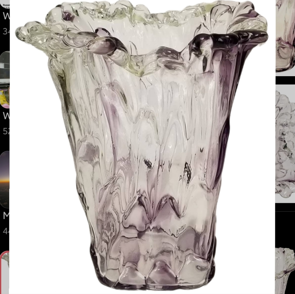 RARE signed Adam Jablonski Orignal.  Amethyst colored crystal vase. - Picture 4 of 8